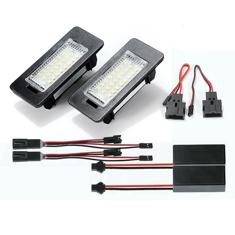 2Pcs No Error White LED Number License Plate Lights Lamp Car Accessories For Aud
