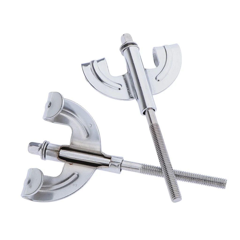 Bass Drum Claw Hook 2pcs Iron Drum Claw Hook for Bass Drum Parts Accessories，Silver, with Tension Rods, 4.21inch*2.36inch