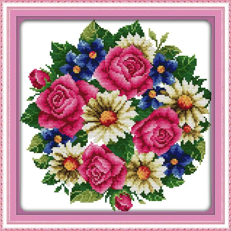 Rose Lily Flower Pattern Cross Stitch Kit 11CT 14CT DIY Embroidery Needlework Set Fine Gifts Home Decoration cross stitch kit