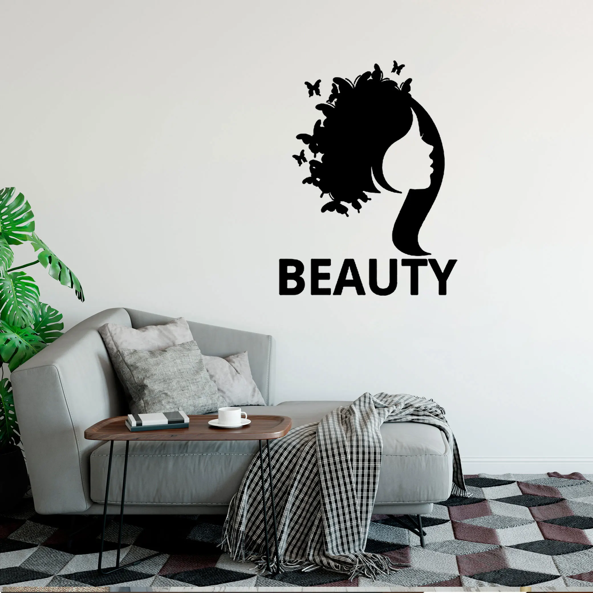 

Beauty Salon Wall Sticker Beautiful Lady Hairdresser For Lady's Vinyl Makeup Sticker Hair Hairdo Barbers Decal DW8570