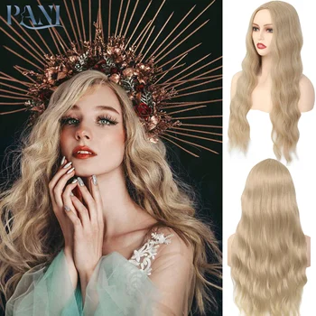 

PANI Women's Long Water Wave Wig Synthetic Wigs for Women Ash Blonde Wig Curly Wig Lolita Wig Cosplay Anime Natural Hair Wig