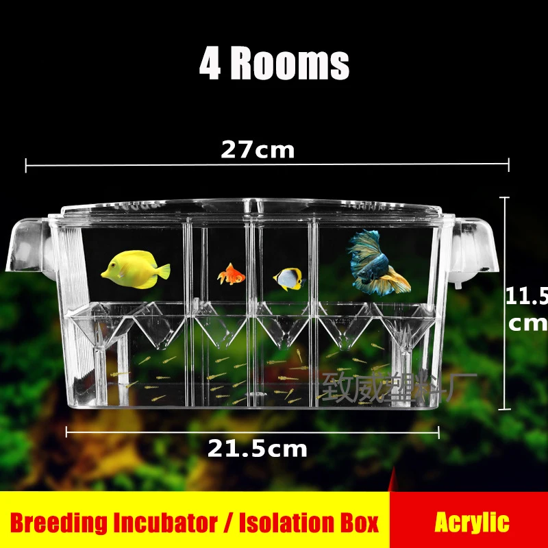 Aquarium Breeding Incubator Isolation Box Double Layer 4 Rooms Transparent Acrylic Self-Floating fish aquarium fish breeding box Fish Hatchery Box Fish Tank