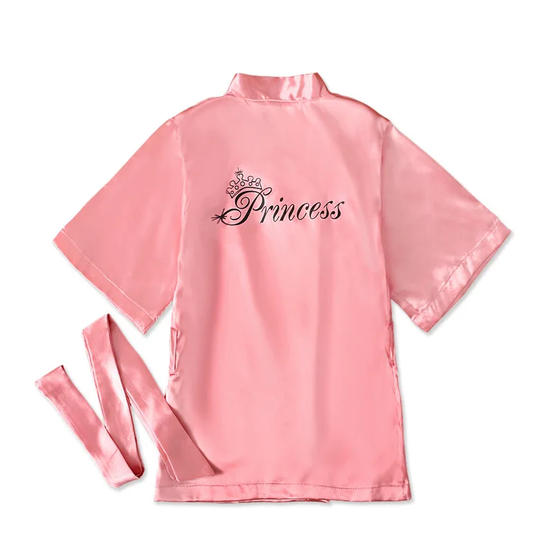 2-7Y New Spring Bathrobe For Children Girls Pink Color Long Sleeves Smooth Fabric PrincessPrint Fashion Girl Clothes