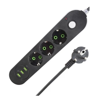 

Smart USB Power Strip Socket EU/FC Plug 3 Outlet 3Port USB Charger 1.8M Power Cord Wall Charger Adapter For Phone Power socket