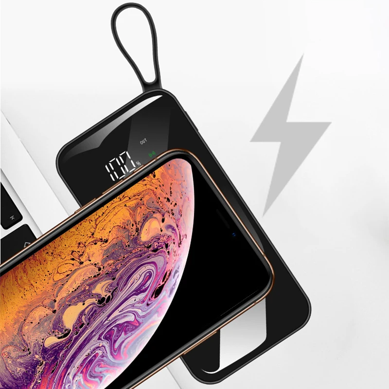 Беспроводное зарядное устройство Qi, 10000 мА/ч, внешний аккумулятор для iPhone 11 Pro X, samsung, huawei, портативное зарядное устройство, быстрая зарядка, внешний аккумулятор