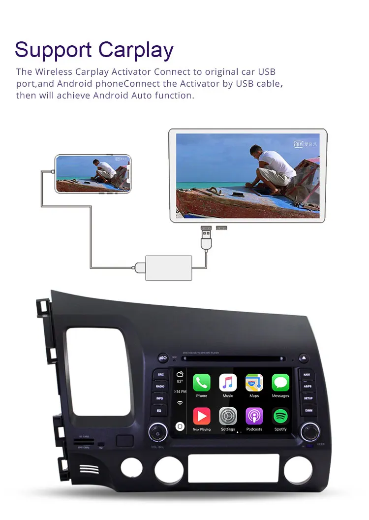 TOPBSNA Android 9,0 автомобильный dvd-плеер для HONDA CIVIC 2006-2011 wifi Мультимедиа gps навигация 2 Din автомагнитола Видео Стерео RDS ips