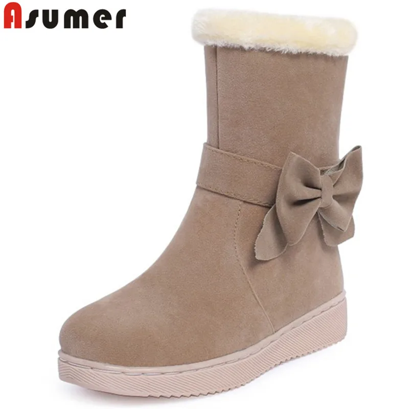 ASUMER/Модные ботильоны, размеры 32-40 женские теплые зимние ботинки с круглым носком обувь на плоской подошве женские зимние ботинки г. Новинка