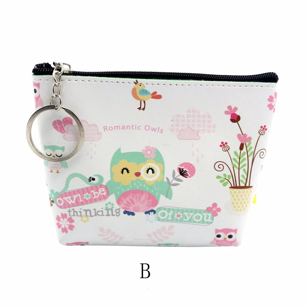 1pcs Cute Simple Retro Owl Printing Short Coin Purse Zipper Zero Wallet Child Girl Boy Women Purse Lady Bag Key Packet 818