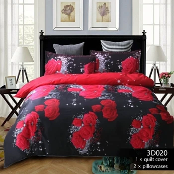 

Home Textile 3D Rose Flower Bedding Set Flower Printing 3Pcs/set Bed Duvet Cover Bed Sheet Pillowcase Queen Size Dropship