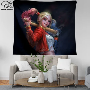 

Clown Harley Quinn Funny cartoon Blanket Tapestry 3D Printed Tapestrying Rectangular Home Decor Wall Hanging style-2