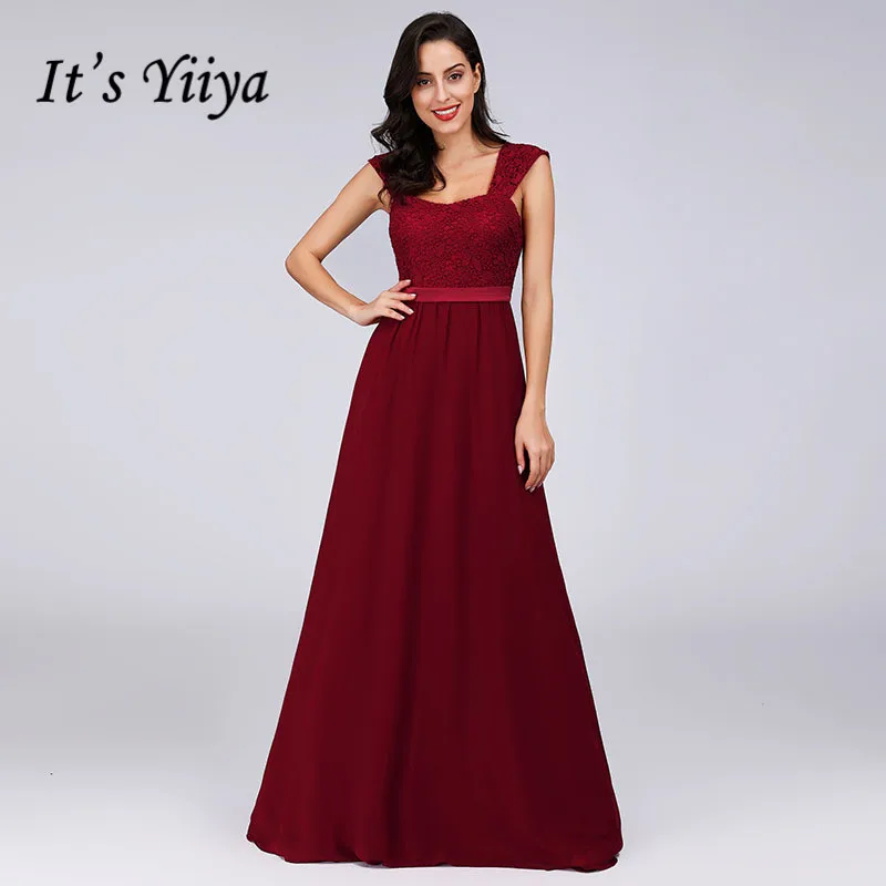 

It's Yiiya Evening Gown Boat Neck A-Line Dress Woman Party Sleeveless Tank Elegant Floor-Length Custom Color Formal Dress C465