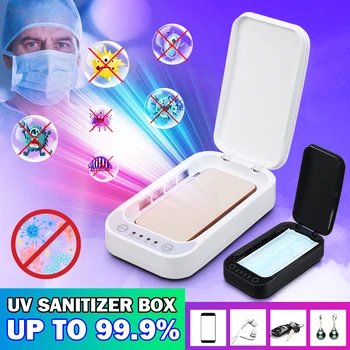 

UV Disinfection Box Sanitizer Charger Prevent Flu For iPhone/Samsung Mobile Phone Headphones Mask Sterilizer Kill 99.9% Viruses