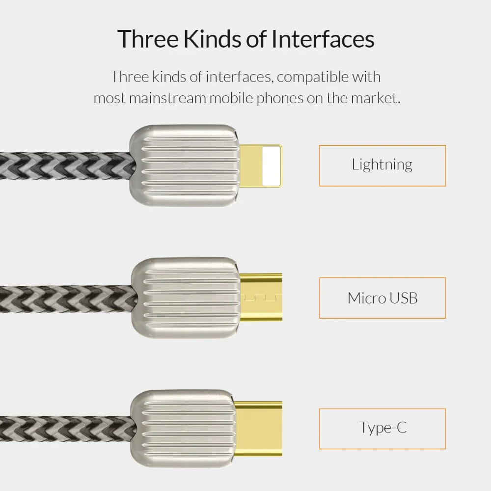  ORICO Quick Charge Daten Kabel Geflochtene Koffer-stil USB Zu Micro USB Typ-C Schnelle Lade Sync Ny