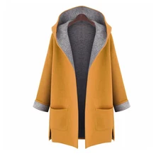 Элегантная верхняя одежда больших размеров, пальто для женщин на осень и зиму, розовое желтое пальто с капюшоном, плащ из шерсти альпака, Женская Длинная шерстяная куртка для женщин