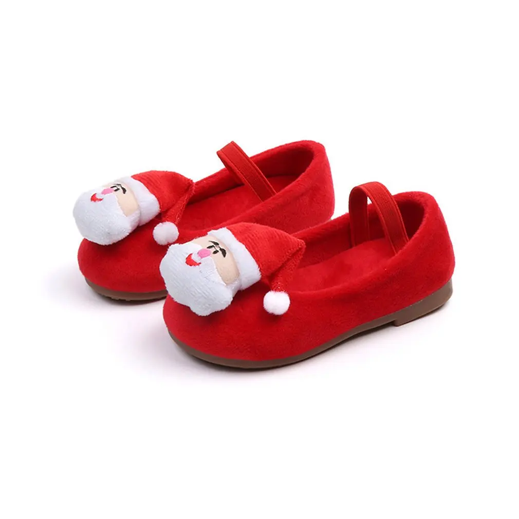 Cute Cartoon Winter 2018 Children princess shoes Christmas style velvet bean shoes antiskid Baby Girls Single shoes 14-18.3 cm