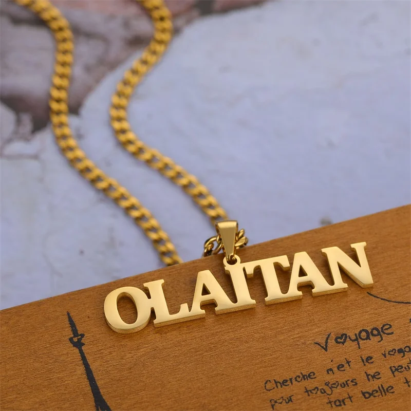 Заказное имя кулон ожерелье Стильный золотой 5 мм цепи NK Нержавеющая Сталь