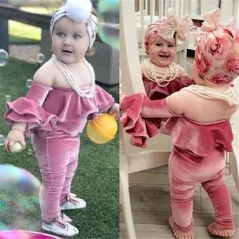 

PUDCOCO Newest Toddler Kids Baby Girl Fashion Warm Clothes Party Velvet Long Sleeve Rompers +Headband Jumpsuit Sunsuit Outfits