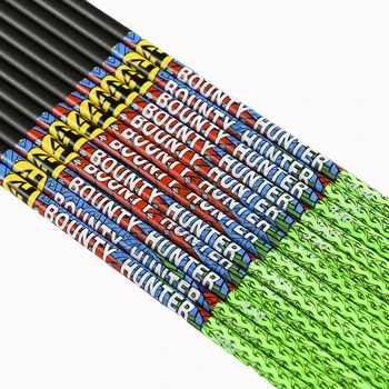 

30 Inches Pure Carbon Arrows Spine 300/340 Diameter 7.6mm with Green Shaft for Compound Bow Archery Hunting Shooting