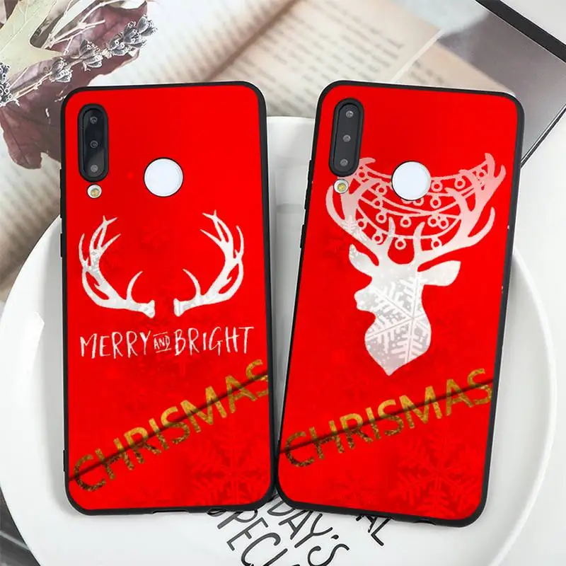 

Red christmas elk art pattern Phone Case For Huawei Enjoy 7 7s 8 8e 9 9e 10 plus P8lite 2017 Honor 5a view9 play 3e