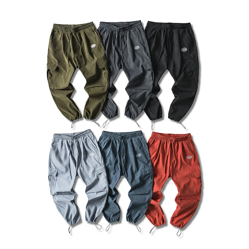 

City Where the Product Japanese-style Solid Color Ankle Banded Pants MEN'S Overalls Trousers Men's Ankle Banded Pants BOY'S Capr