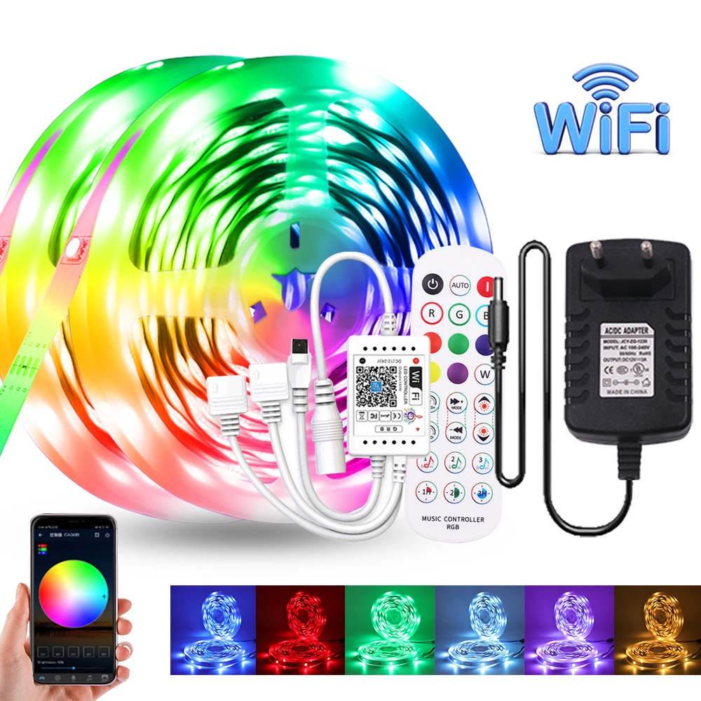 Светодиодная ленсветильник Wi-Fi RGB 5050 гибкая лента 5 м 10 15 30 светодиодсветильник Fita