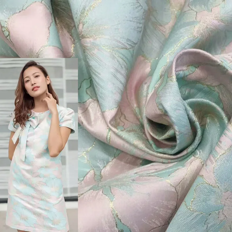 5 ярдов Высококачественная Пряжа-окрашенная металлическая Цветочная жаккардовая ткань для модных платьев жаккардовая Кружевная Ткань Итальянская парчовая ткань