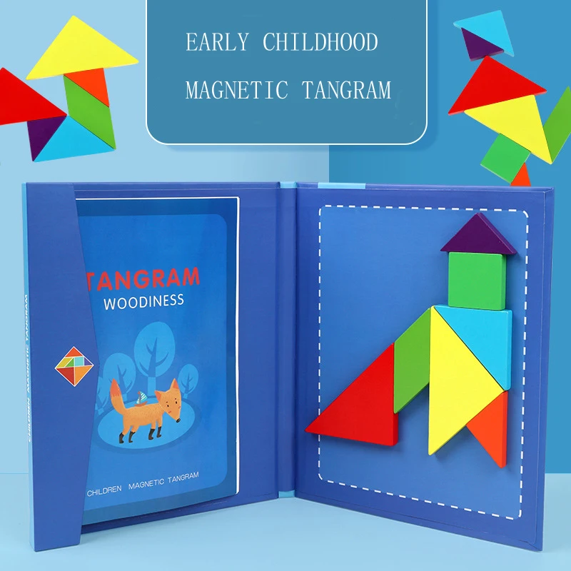 1 шт. Магнитная 3D Головоломка Tangram игра Монтессори Обучающие Настольные игры для