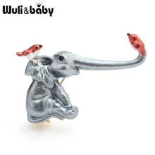Wuli& baby, Серый слон, игра с птицами, броши для женщин, личный стиль, эмалированная брошь с животным, булавки, подарки на год