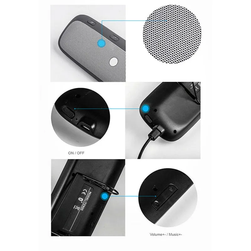 Беспроводной bluetooth громкой связи автомобильный комплект беспроводной аудио приемник динамик телефон MP3 музыкальный плеер Солнцезащитный козырек клип для iPhone/Android