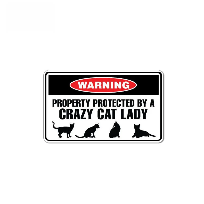 

Funny Protected By Crazy Cat Lady Animal PVC Decal Creative Car Sticker ,15cm*8cm