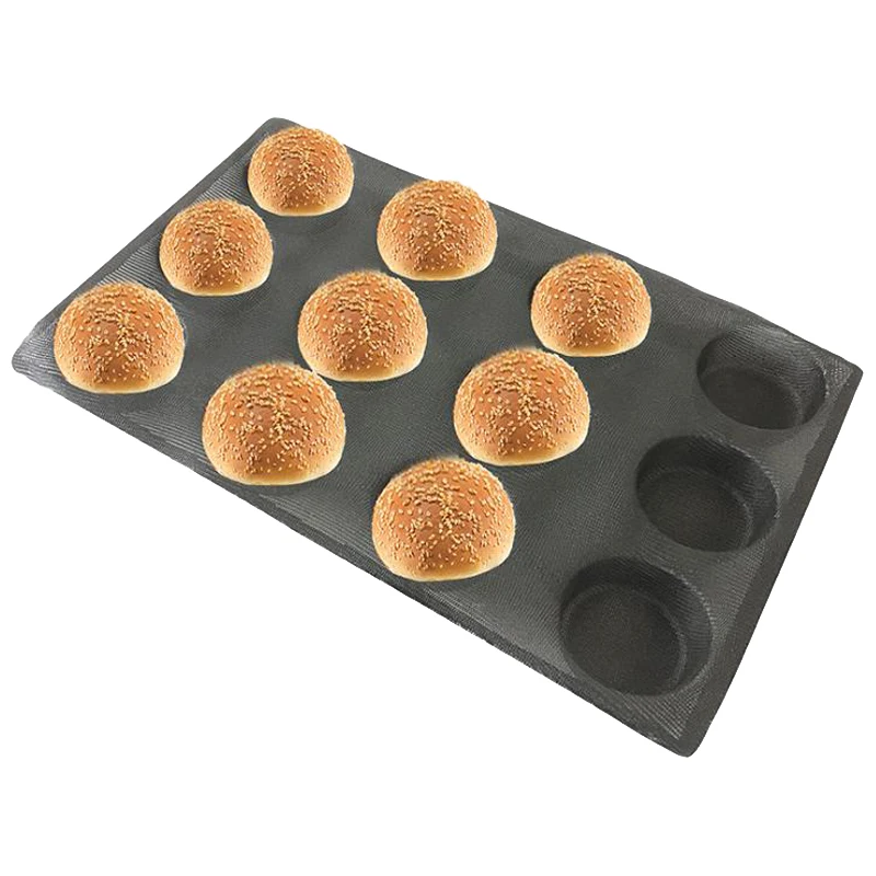 Hamburger Bun Pan, Mesh Silicone Hamburger Bun Mold, Non Stick Baking Pan  for Making Buns, Great Perforated Bakery Molds for Gluten Free Buns(8 loaf