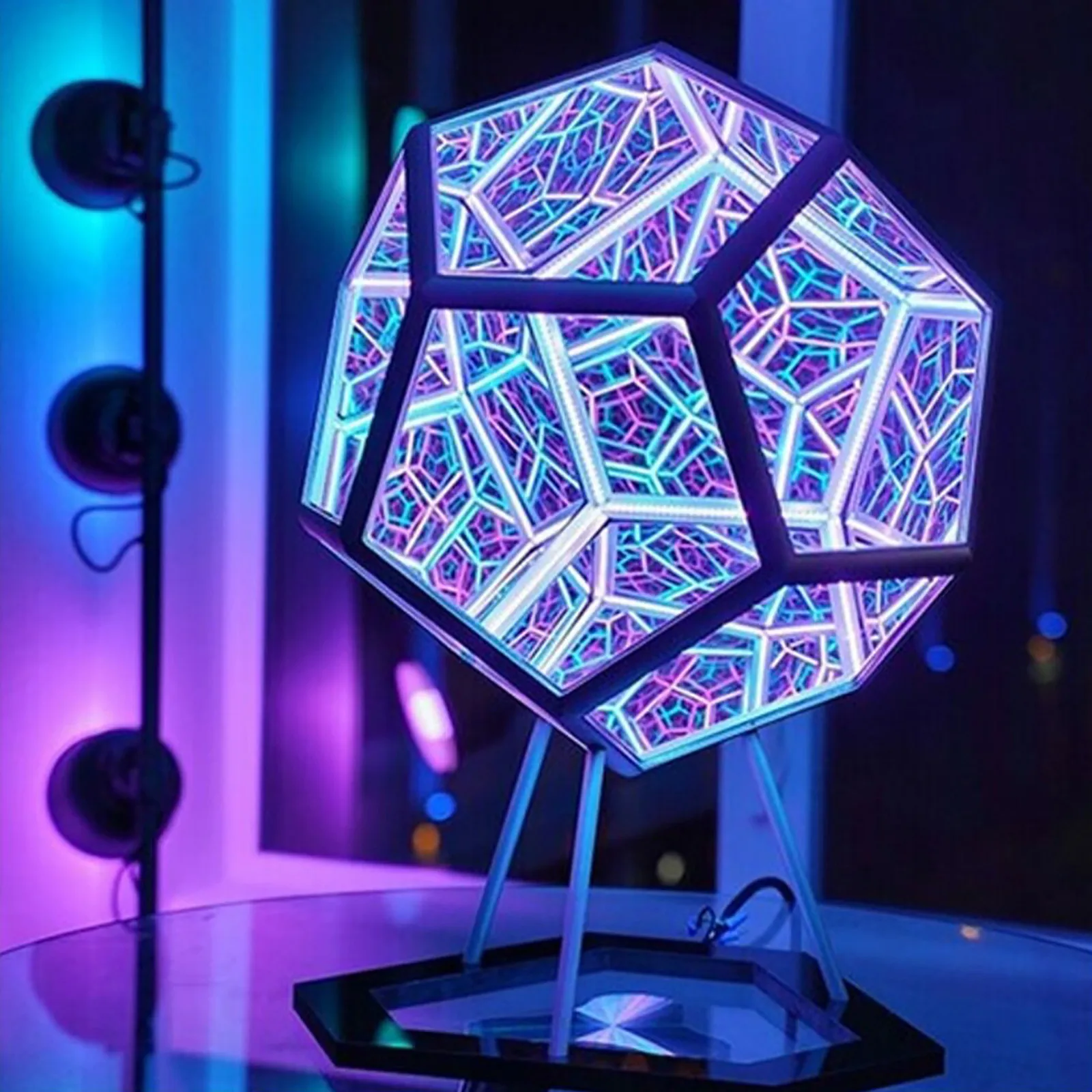 Christmas Infinite Dodecahedron Color Art Light Usb Charging Decorative Lamp Home Desktop Decoration Aesthetic Room Decor led table lamp,ornament crafts,three dimensional night lamp