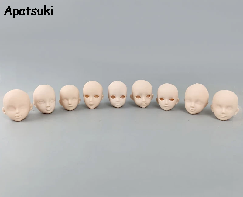 

9pcs/lot Plastic Practice Makeup DIY Doll Head For 11.5" Doll Heads For 1/6 BJD Doll's Practicing Head Dolls Accessories Toy