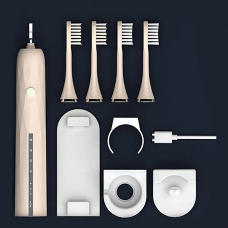 MINIGIFT S3 waterproof electric toothbrush electric toothbrush rechargeable gift dental smart - Цвет: Beige Pink