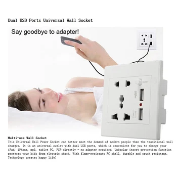 

2.1A 5V 2 USB Wall Socket 2 Ports USB Outlet Power Charger Switch Socket Charging Jacket Universal for iphone Huawei TXTB1