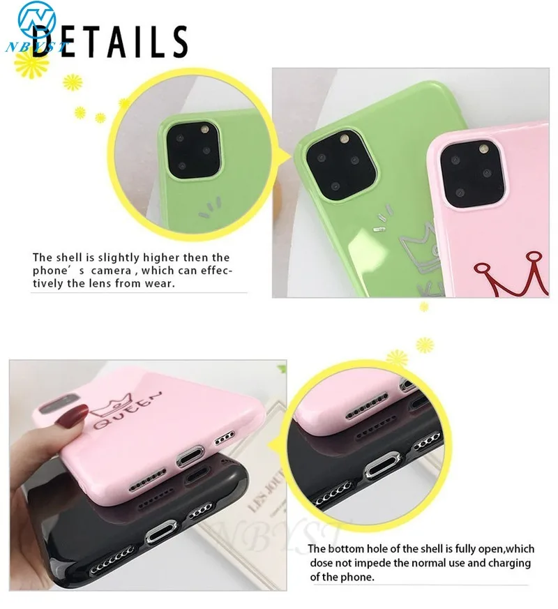 Для iPhone 11Pro Max чехол Crown King queen для 7 8 6S Plus XR XS 2019 11 Pro милый силиконовый телефона