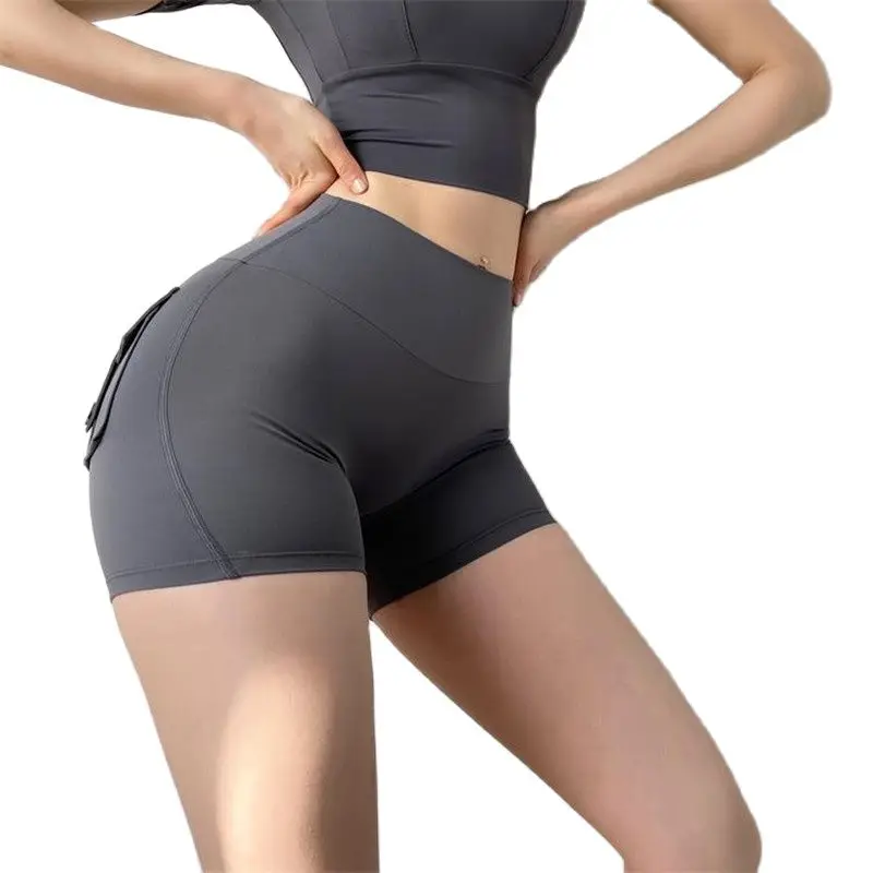 Summer Sexy Women's Sports High Waist Shorts with Pocket Athletic Gym Workout Fitness Yoga Leggings Shorts Athletic Breathable