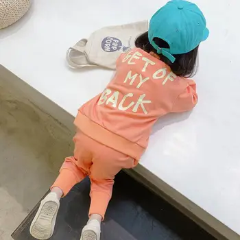 

2020 Korean style girls 2 pcs set sweatshirt+long pants fashion spring girls suit 2-7t HM394