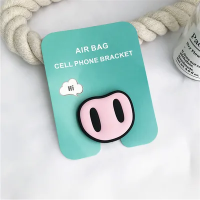 Универсальная розетка, подставка для телефона, кронштейн, расширяющаяся подставка, растягивающаяся ручка, держатель для телефона, милая мультяшная подставка для iphone 6s 7 8 X XS - Цвет: Pignose
