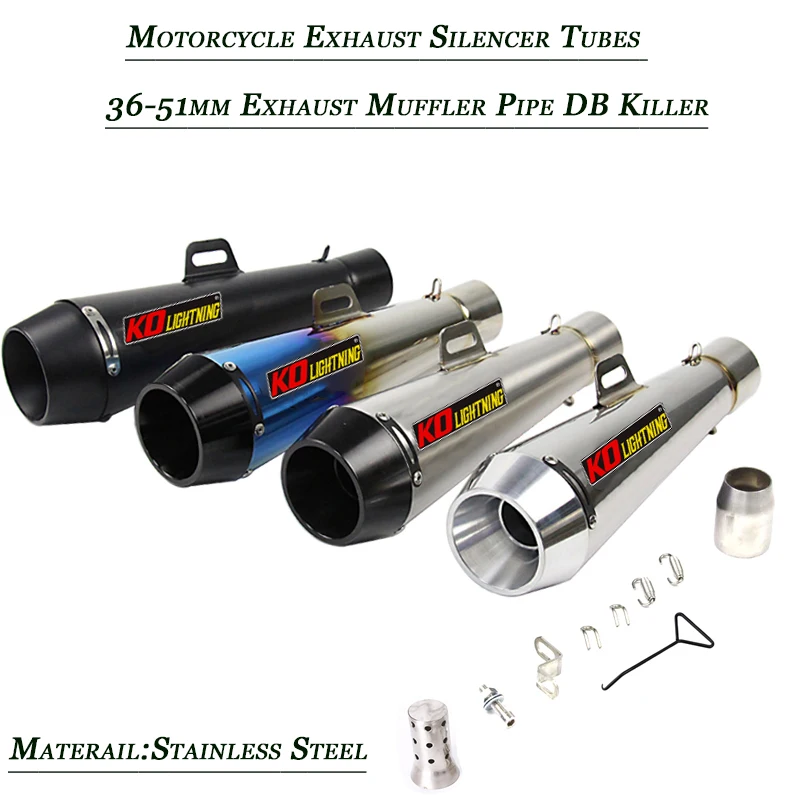 

Motorcycle Dirt Bike Silencer Exhaust System Silp on For 36-51mm Stainless Steel Exhaust Muffler Pipe With Removable DB Killer