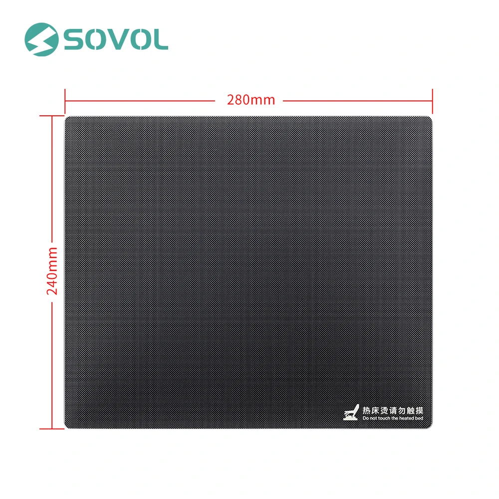 Sovol кремниевый углерод с подогревом, покрытие из закаленного стекла 240x280x3 мм для SV01 со специальным химическим покрытием, 3DP части