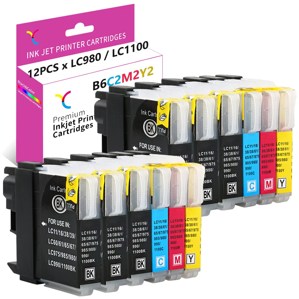 YC for Brother LC980 LC1100 Compatible for DCP 145C 165C 195C 375CW 395CN 6690CW MFC 250C 290C 490CW 5490CN 5895CW 6490CW|Ink Cartridges| - AliExpress