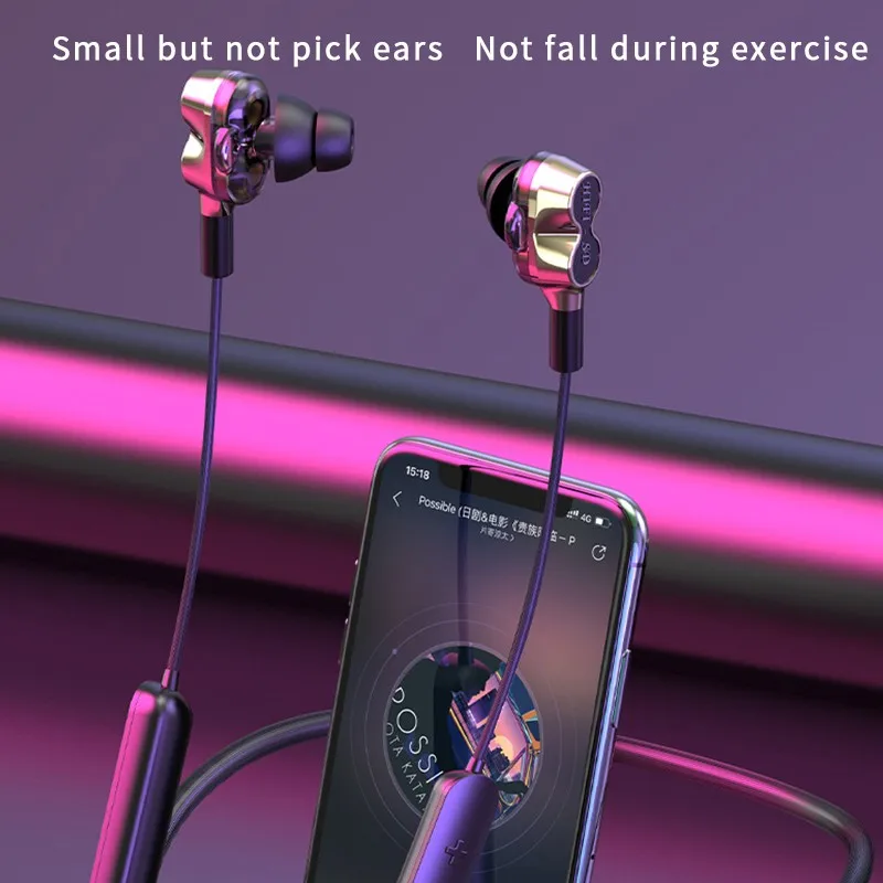 Neck Halter Bluetooth Wireless Earphones Long Stand Time Headphones Sport Headset Music Earpiece with Micphone for Mobile Phone