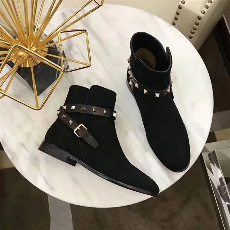 Женские ботинки; scarpe donna chaussures femme; женские ботинки с пряжкой; женская обувь на низком каблуке; модная обувь с круглым носком; botas mujer