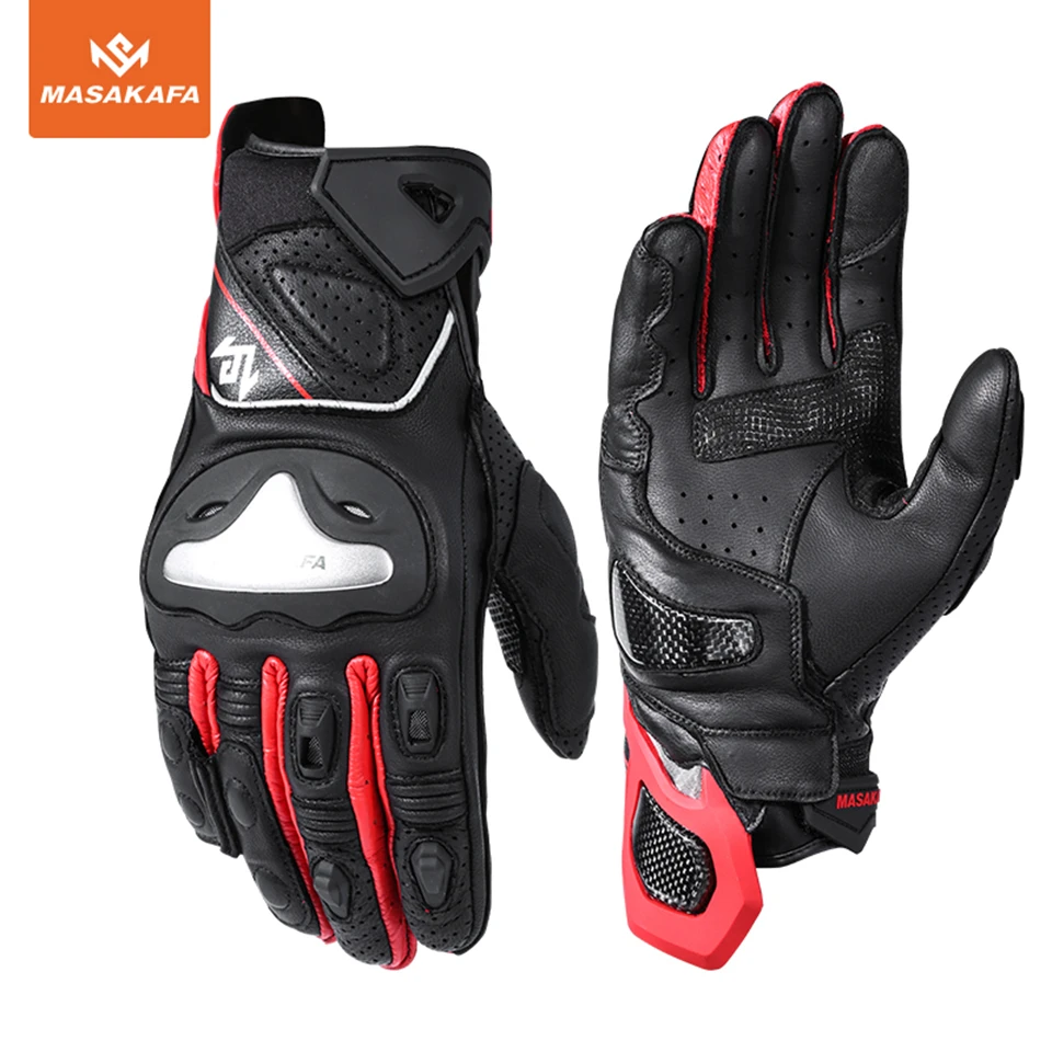 

Motorcycle leather carbon fiber gloves Riding stainless steel anti-fall gloves For men and women all seasons