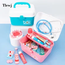 Boîte à médicaments en bois pour bébé, Simulation, boîte en plastique, costume médical de dentiste, stéthoscope, jouet de jeu de rôle pour enfants, cadeau