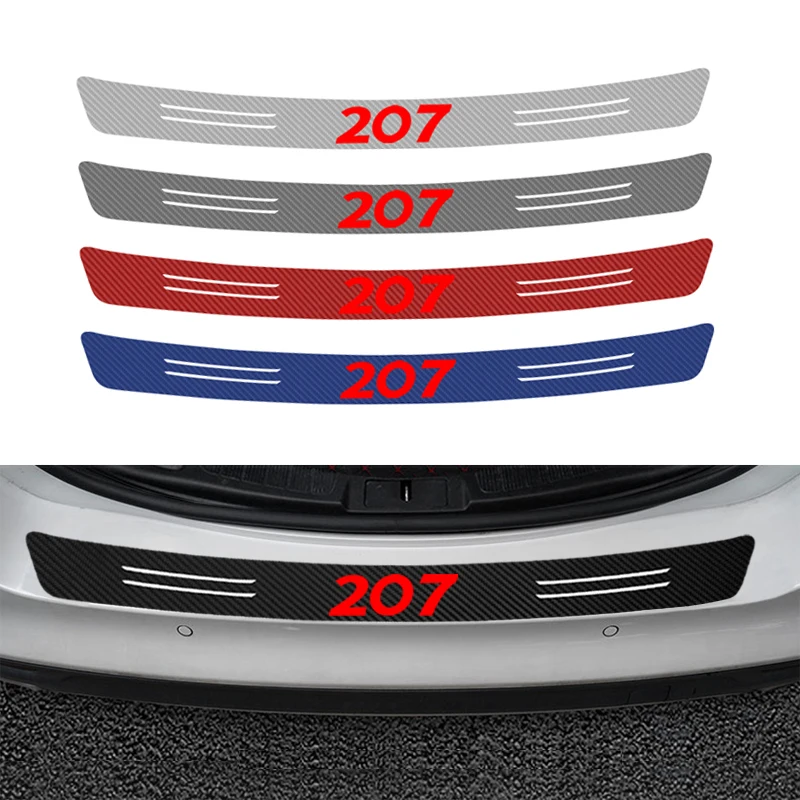 1Pcs New style Car trunk bumper scratch protection 3D carbon fiber sticker for Peugeot 207 2008-2017 Accessories | Автомобили и