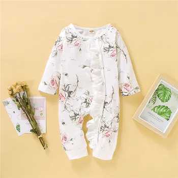 

Newborn Toddler Baby Bodysuit Boy Girl Floral Print Long Sleeve Cute Romper For 0-18 Months Onesie