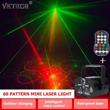 

Mini LED Laser Projector Light 60 Patterns Voice Control USB Rechargeable Stage Light Bar Club Party DJ Disco Stage Lighting