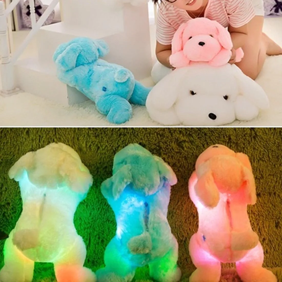 50 см Kawaii светящаяся собака плюшевая Тедди кукла игрушки Красочный Светодиодный светящийся щенок собака мягкие игрушки дети подарок на день рождения